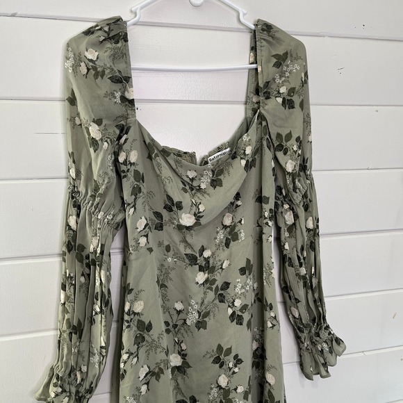 Reformation Floral Maxi Dress Stars in Verde Square Neck Green Womens 4 NEW - Picture 4 of 16